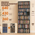 Rangements pour CD et DVD 18 compartiments capacité max. 640 CD/360 DVD 430 Blu-ray 78,5 x 24 x 175 cm gris clair-3