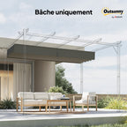 Toile de toit pour pergola tonnelle rétractable de 4 x 3 m - toile uniquement 350 x 260 cm gris clair-8