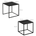 Lot de 2 tables basses gigognes carrées style industriel en métal noir mat - dim. 40 et 35 cm-2