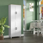 Armoire de cuisine hauteur 170 cm buffet haut avec 4 portes et étagères ajustable, design moderne, blanc-9