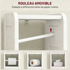 Meuble salle de bain meuble toilettes WC rangement étroit avec étagère réglable gain de place pour petits espaces blanc-5