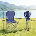 Lot de 2 Chaises de Camping Pliantes avec Porte-Gobelet, Sac de Transport, Dossier Haut, 88x57x97cm, Bleu Foncé-2