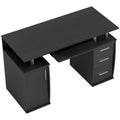 Bureau d'ordinateur, bureau informatique 120 x 55 cm avec plateau pour clavier, 3 tiroirs, pour chambre, domicile, noir-0