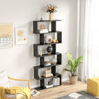 Bibliothèque étagère Zig zag Design Contemporain 80L x 23l x 192H cm 6 Niveaux Noir-5