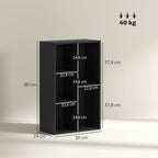 Bibliothèque étagère de rangement avec 5 compartiments, pour salon chambre à coucher bureau, 50x24x80cm, noir-2