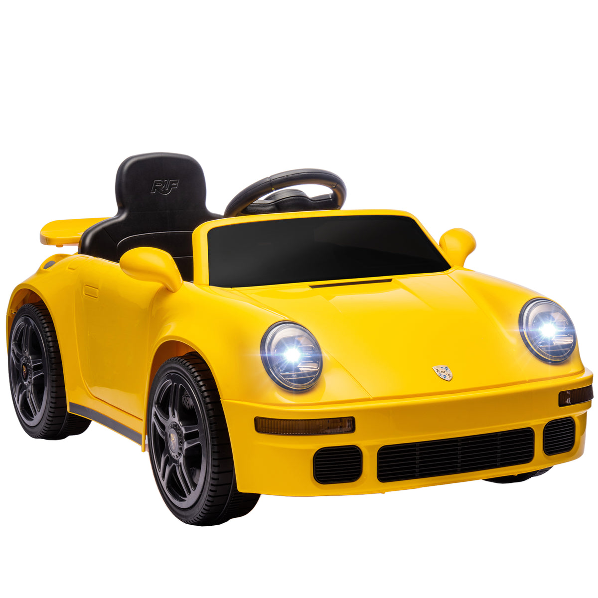 Voiture électrique enfants, véhicule électrique 12V, télécommande 2,4G, phares, musique, klaxon, 103 x 55 x 44 cm, jaune-0