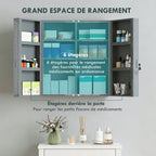 Armoire à pharmacie 6 étagères avec serrure et 2 clés de sécurité, 55x18x60 cm, gris-4