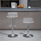 Lot 2 tabourets bar design contemporain assise acrylique piètement métal - pivotant repose-pieds - transparent-9