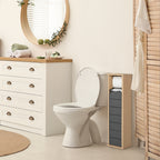 Support Papier Toilette - Porte-Papier Toilette - 2 Niveaux MDF Gris Bambou-9