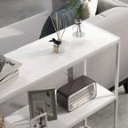 Table console en acier 2 étagères design moderne pour salon entrée couloir 100 x 30 x 87 cm blanc-7