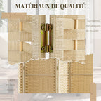 Paravent interieur en bois 6 panneaux 240 x 170 cm séparateur de pièce pliable pour salon, chambre à coucher, naturel-5