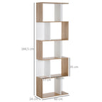 Bibliothèque à 5 niveaux, meuble de rangement en forme de S avec étagères, étagère de rangement blanc-2