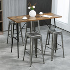 Lot de 4 tabourets de bar industriel empilables hauteur assise 76 cm métal argent-7