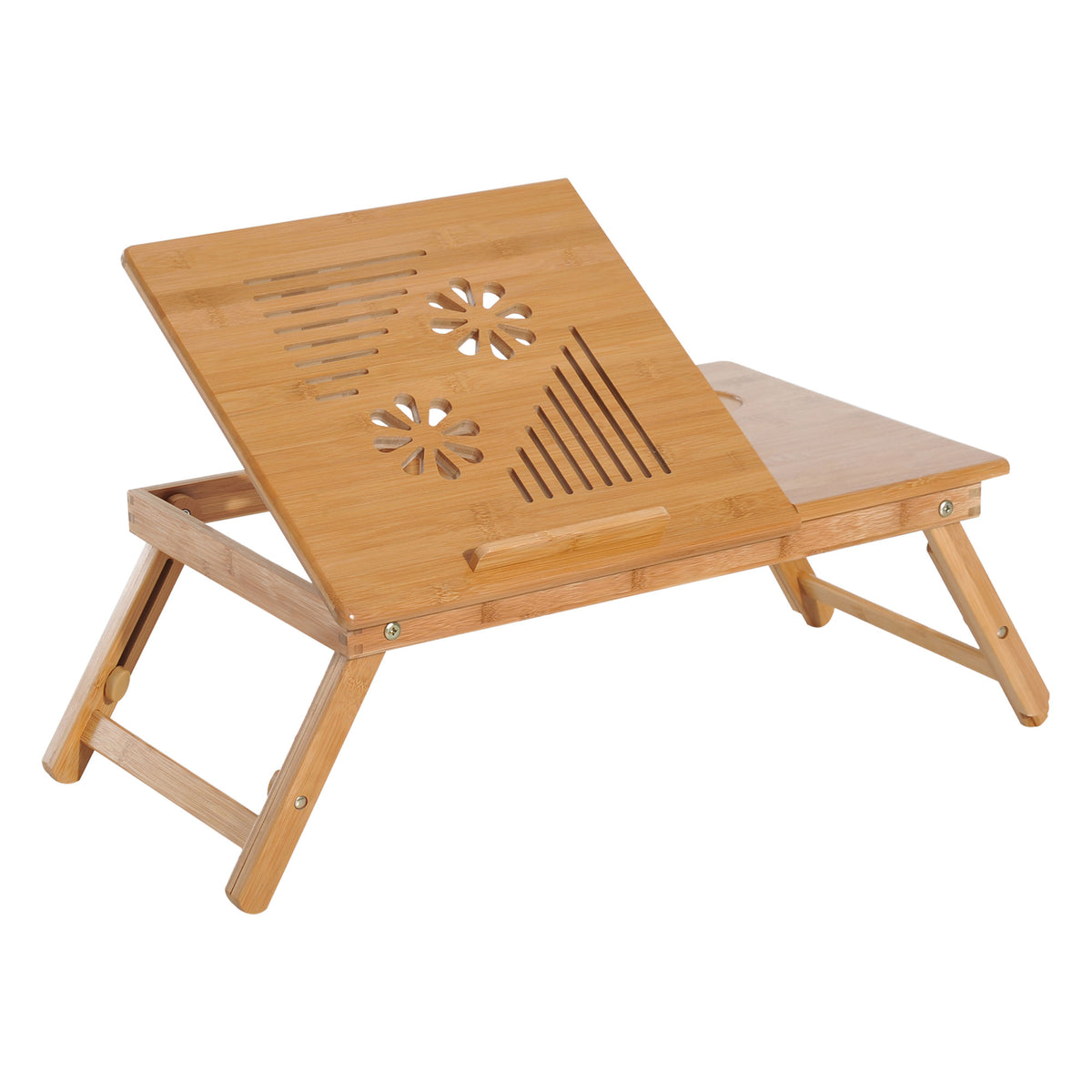 Table de lit plateau pour ordinateur en bois de bambou plateau inclinable pliable réglable en hauteur naturel-0