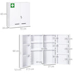 Armoire à pharmacie 6 étagères avec serrure et 2 clés de sécurité, 55x18x60 cm, blanc-2