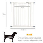Barrière de sécurité pour chien barrière d'escalier extensible double verrouillage 74-80 x 76 cm blanc-2