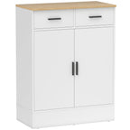 Buffet, meuble de rangement avec 2 portes, 2 tiroirs et étagère réglable, 68,6 x 35 x 90,3 cm, bois naturel et blanc-0