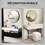 Miroir rond miroir salle de bain cadre en métal facile à installer, pour chambre, salon, entrée, Ø 70 x 2,5 cm noir-5