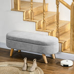Banc banquette bout de lit coffre de rangement 2 en 1 en tissu avec pieds en bois 110l x 40P x 43H cm gris clair-9