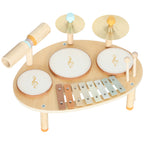 Jeux de Tambours pour Bébé, Tambour bébé avec Xylophone pour Tout-Petits, Instruments de Musique en Bois, Naturel-0