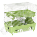 Cage pour hamster à 2 niveaux avec roue de course salle de bain en sable pour hamster nain 44,5 x 28 x 44 cm vert-0