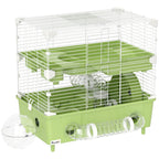 Cage pour hamster à 2 niveaux avec roue de course salle de bain en sable pour hamster nain 44,5 x 28 x 44 cm vert-0