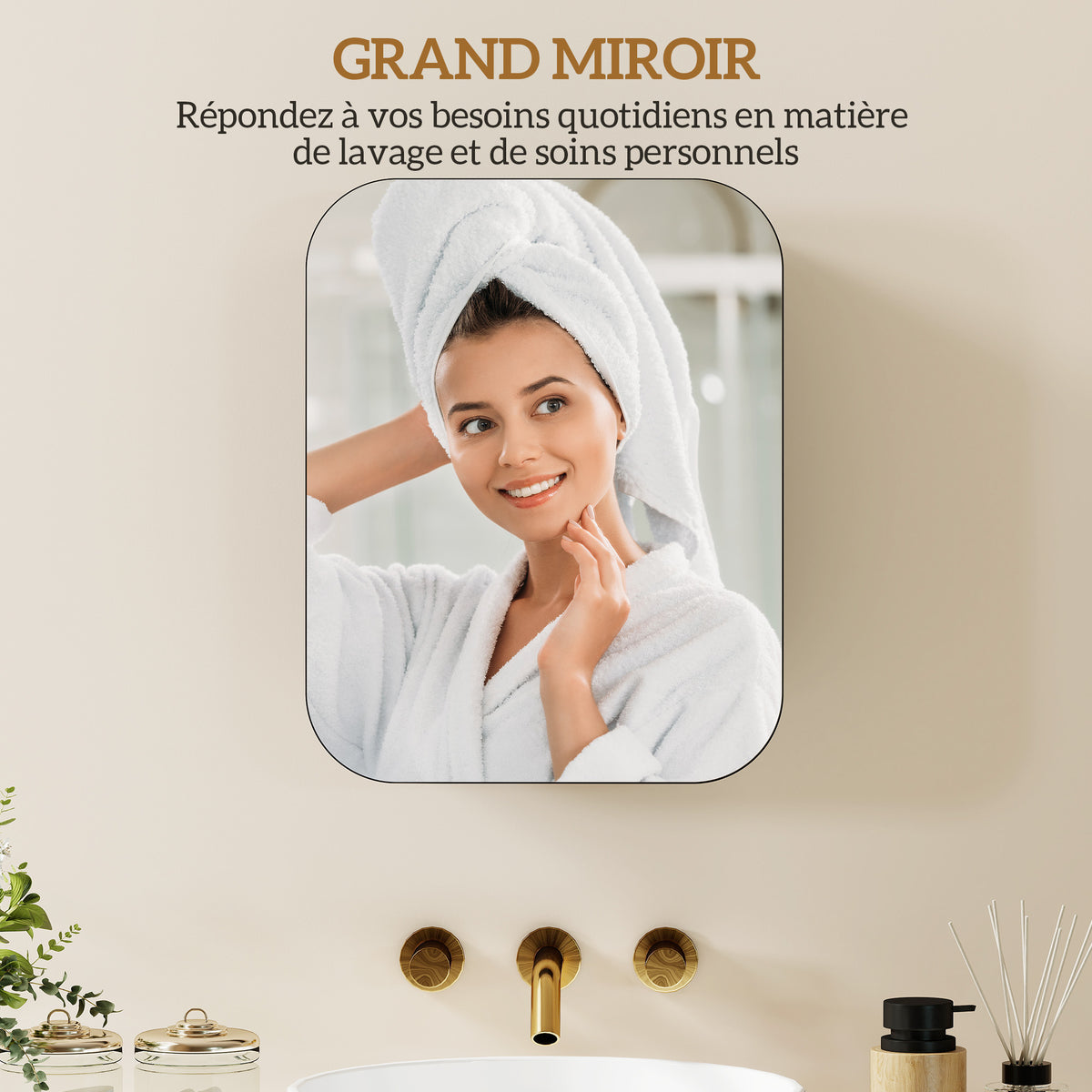 Armoire Murale Salle de Bain avec Miroir, 40 x 10 x 51 cm, avec Porte Miroir à Fermeture Douce et Étagères Réglables, Noir-5