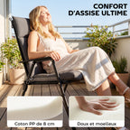 Lot de 4 coussins pour chaises de terrasse, résistants à l'eau, antidérapants, avec liens, 112x53cm, Gris Foncé-3