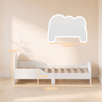 Lit enfant lit au sol enfant 70x140 cm avec barrière de sécurité, sommier à lattes inclus et décorations de nuage, blanc-2