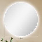 Miroir rond lumineux LED de salle de bain Ø 80 cm mural avec éclairage interrupteur tactile système antibuée-2