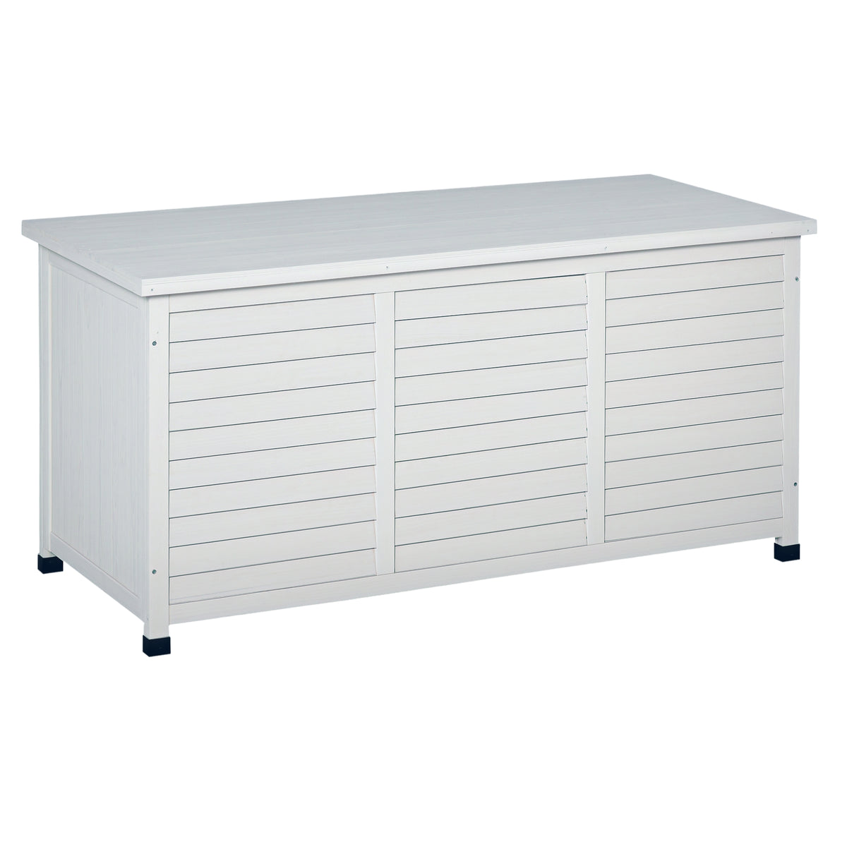 Coffre de rangement extérieur malle de rangement en bois 283L 2 chaînes 127 x 56 x 60 cm blanc-0