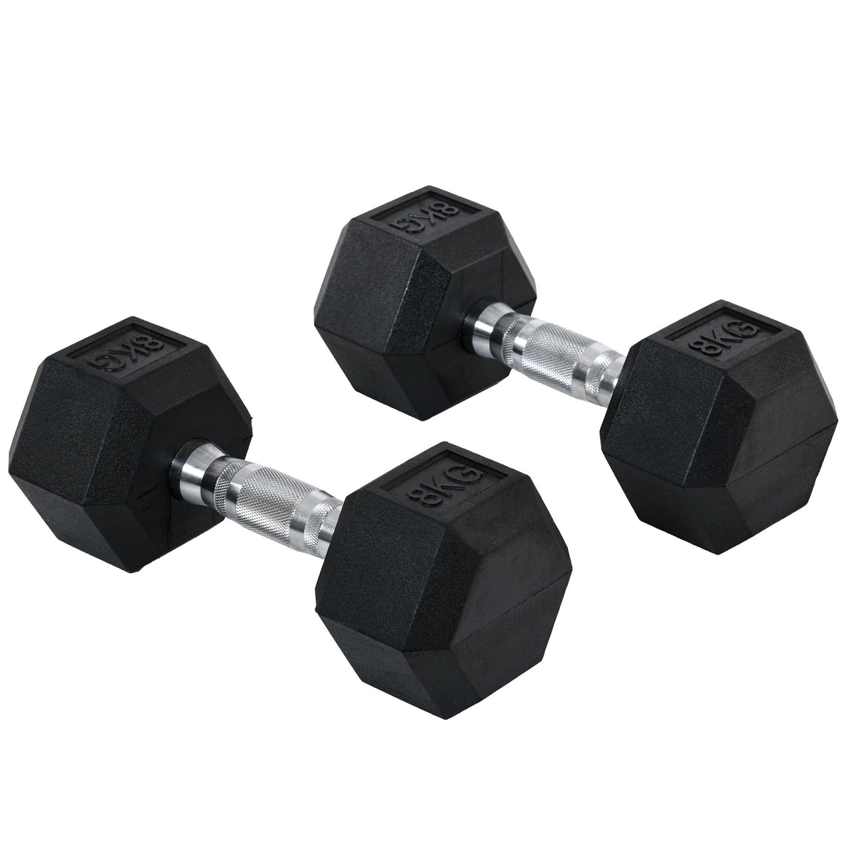 Ensemble d'haltères courtes hexagonaux total 16 Kg - entraînement musculaire & haltérophilie - métal caoutchouc noir-0