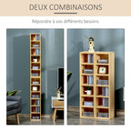 Lot de 2 étagères colonnes Armoire de Rangement CD-DVD 6 + 6 Compartiments dim. 21L x 19l x 88H cm capacité Max. 160 CD Naturel-4