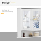 Armoire Murale étagère Salle de Bain 56L x 13l x 58H cm Double Porte Miroir étagère réglable MDF Gris-5