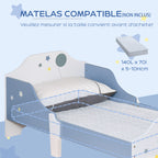 Lit pour enfants de 3 à 6 ans design étoiles sommier à lattes inclus chambre moderne 143 x 74 x 59 cm bleu blanc-6