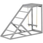 Perchoir en bois pour poule, aire de jeux en bois pour poules avec balançoire, échelle, plateforme, 96 x 40 x 71 cm, gris-0