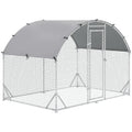 Grand enclos poulailler 5,32 ㎡ parc grillagé toit anti-UV porte verouillable 2,8 x 1,9 x 1,97 m argenté-0