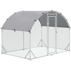 Grand enclos poulailler 5,32 ㎡ parc grillagé toit anti-UV porte verouillable 2,8 x 1,9 x 1,97 m argenté-0