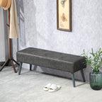 Banc bout de lit banquette capitonnée style vintage 114 x 38 x 42 cm piètement bois revêtement gris-1