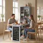 Bureau avec rangement pliable murale rabattable avec bibliothèque poste de travail tableau à craie et étagère réglable-8