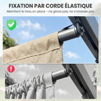 Toile de toit pour pergola tonnelle rétractable de 4 x 3 m - toile uniquement 350 x 260 cm beige-6