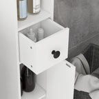 Colonne de rangement armoire haute pour salle de bain 1 tiroir 4 étagères réglables et 2 placards 20 x 20 x 180 cm blanc-7