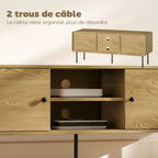 Meuble TV, meuble télé jusqu'à 55 pouces avec 2 portes, 2 compartiments ouverts, pieds en acier, 120x40x50cm, chêne-5