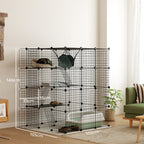 Clôture pour animaux domestiques lapin enclos intérieur 4 niveaux modulable panneaux grillagés 105 x 105 x 140 cm noir-2