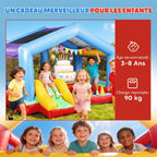 Château gonflable 4 en 1, aire de jeux avec souffleur, toboggan, piscine à balles, jeu de lancer d'anneaux, multicolore-8