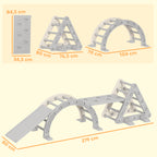 8 en 1 Triangle escalade enfants, arc d'escalade, rampe double-face pour grimper & glisser, 279 x 80 x 69 cm, gris-2