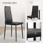 Lot de 2 chaises de salle à manger avec dossier haut, revêtement synthétique et pieds en acier, noir-5