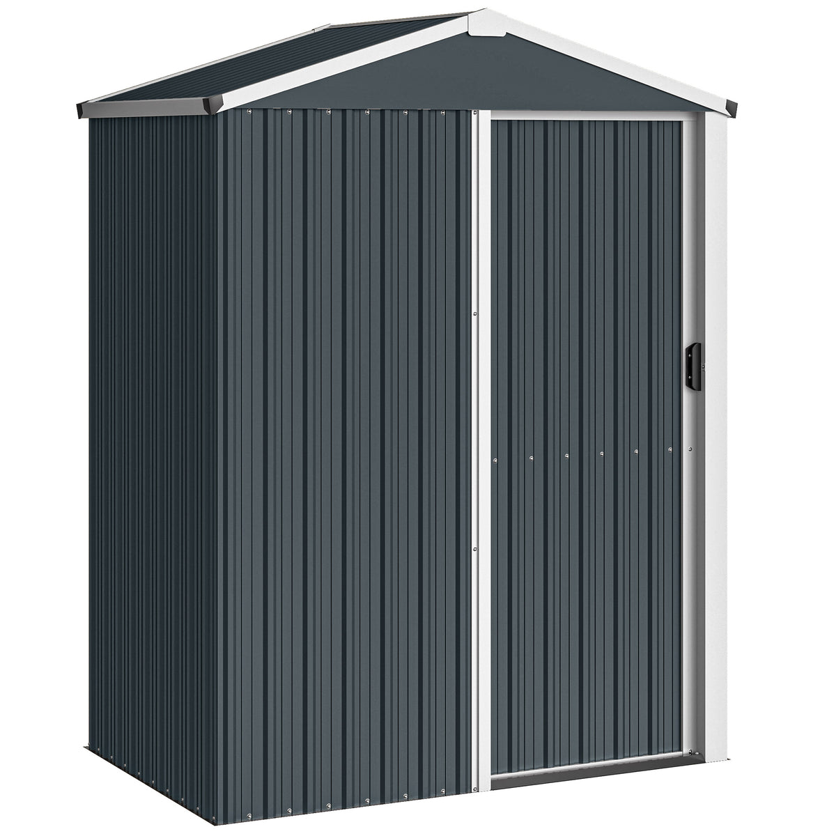 Abri de jardin en métal 1,2 m², cabane jardin extérieure, porte coulissante verrouillable, 136x87x176cm, gris-0