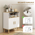 Meuble de salle de bain, meuble de rangement avec 2 portes, compartiment ouvert, étagère réglable, 60x29,5x76,5cm, blanc-7