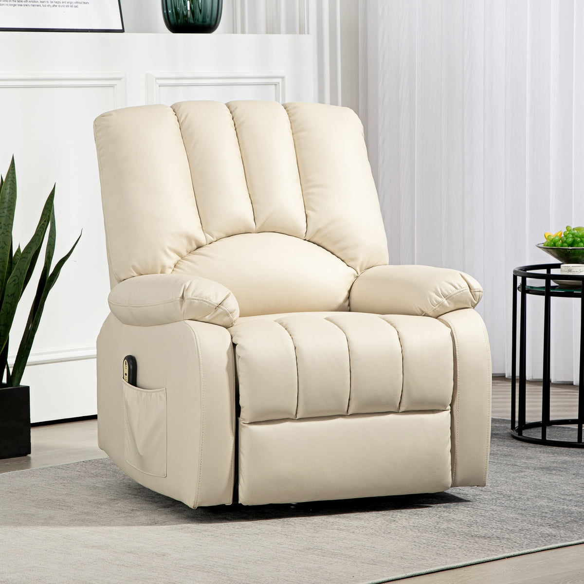 Fauteuil relax inclinable électrique releveur avec repose-pied et télécommande 86 x 92 x 102 cm Beige-7